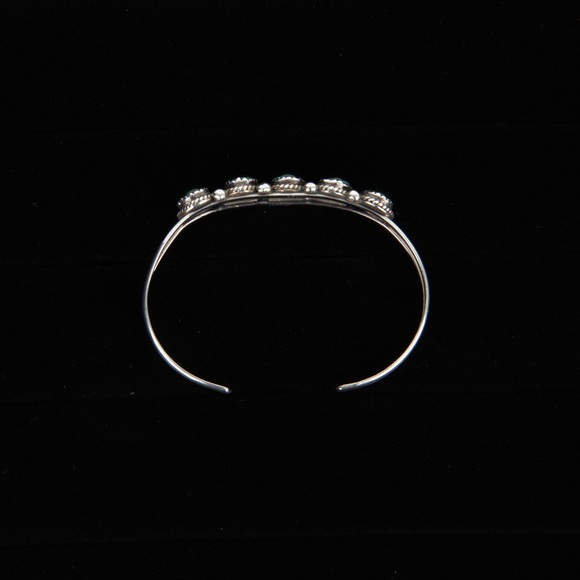 VTG Navajo Nakai Signed Stealing Silver Abalone Green Resin Cuff Bracelet - Picture 7 of 13